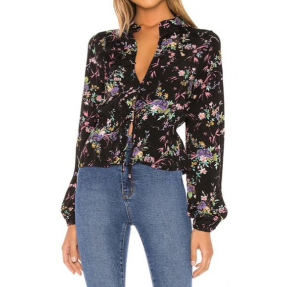 ROLLA'S Lightweight Semi-Sheer Floral Print Long Sleeve Blouse - Size S - Picture 1 of 13